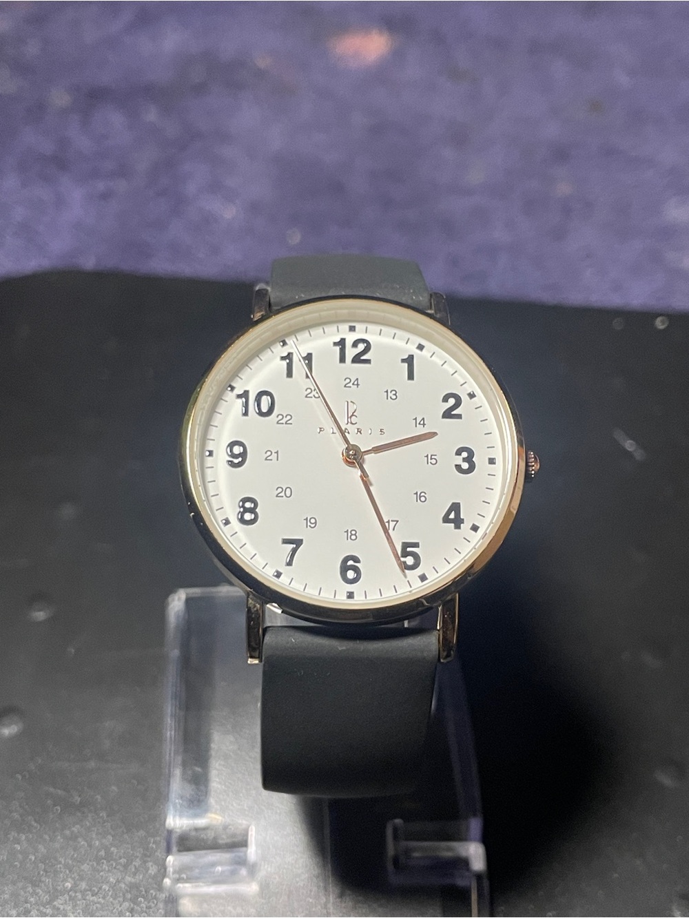 Women’s Plaris Rose Gold Black Silicone Nurse Watch
